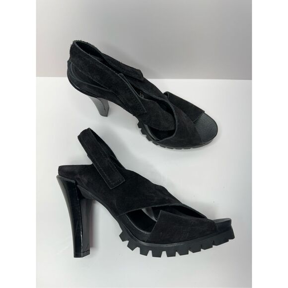 Pedro Garcia Shoes Womens Size 8.5 Black Open Toe Yuval Slingback Leather Sandal - Picture 9 of 12